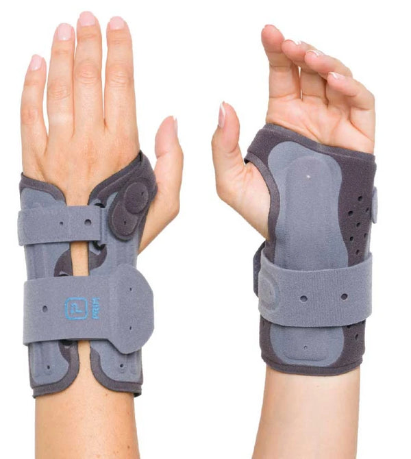 Stabilize your wrist with the Airmed Short Wrist Brace in sleek grey, size large for the right hand. Maximize support & comfort. Shop now for fast relief!