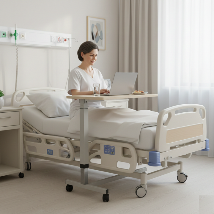 Buy Height Adjustable Overbed Table with Wheels in UAE – Health Mart UAE