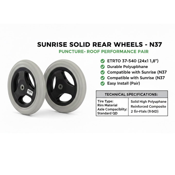 Sunriser Wheel Rims Solid Rear Wheel Replacements for Sunrise Wheelchairs (Pair) | Health ...