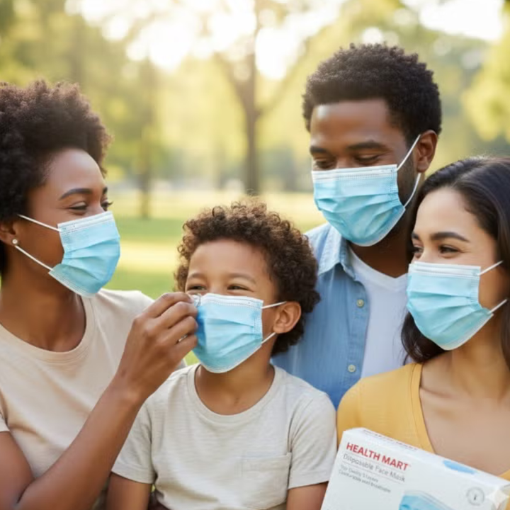 Health Mart 3-Ply Disposable Face Masks (50 Pack) – Breathable ...