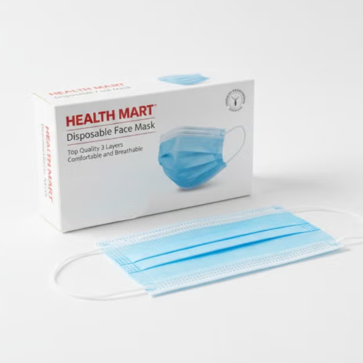 Health Mart 3-Ply Disposable Face Masks (50 Pack) – Breathable ...