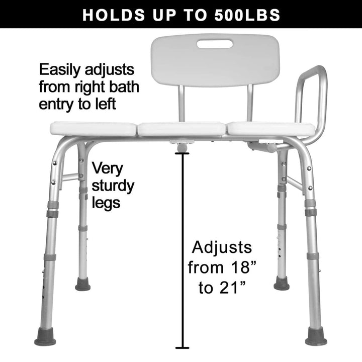 Height Adjustable Aluminum Transfer Bench and Bariatric Shower Chair