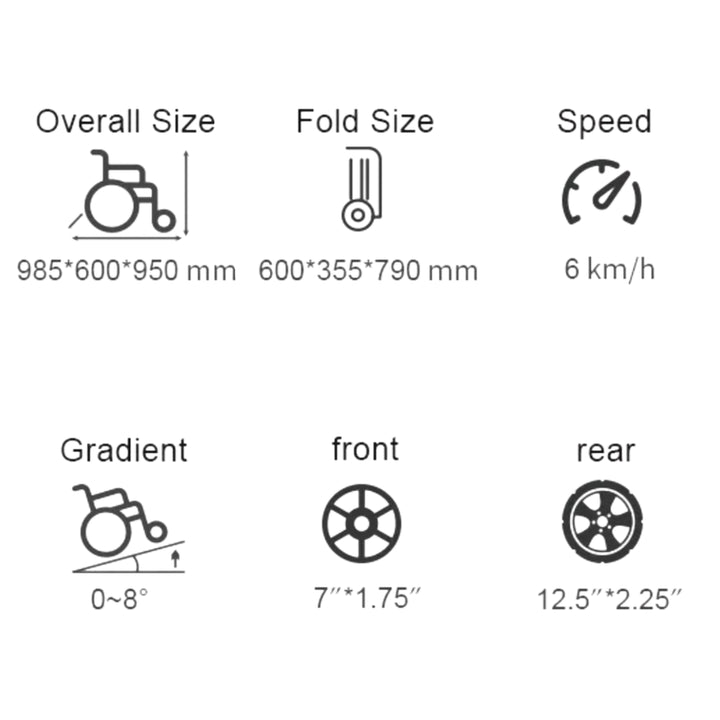 Technical Specifications of Lightweight Folding Electric Wheelchair