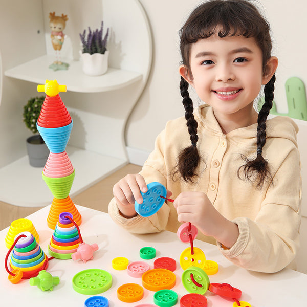 SnuzzleMart Button threading Fine motor toy 50PCS