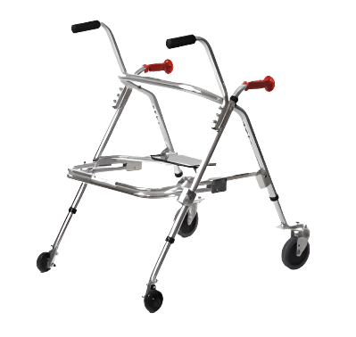 Guide handles assist caregivers by allowing them to guide the walkers without their having to continuously bend over to grasp the walker.
