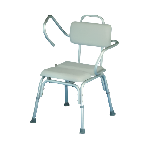 SHOWER CHAIR
LIGHTWEIGHT PADDED
WITH FLIP UP ARMS
