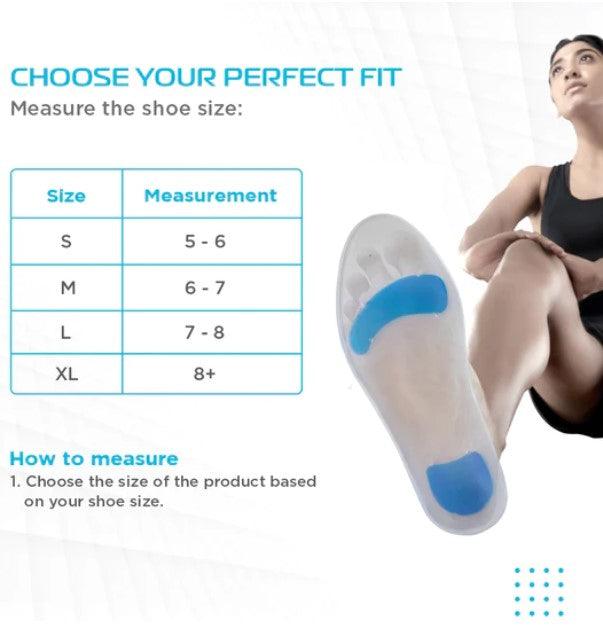 Silicone Insoles | Provides Foot Support for relieving Foot Pain |Shock Absorber | Shoe Insole for Sports (Grey) - Health Mart